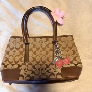 Coach Brown Signature Canvas Tote